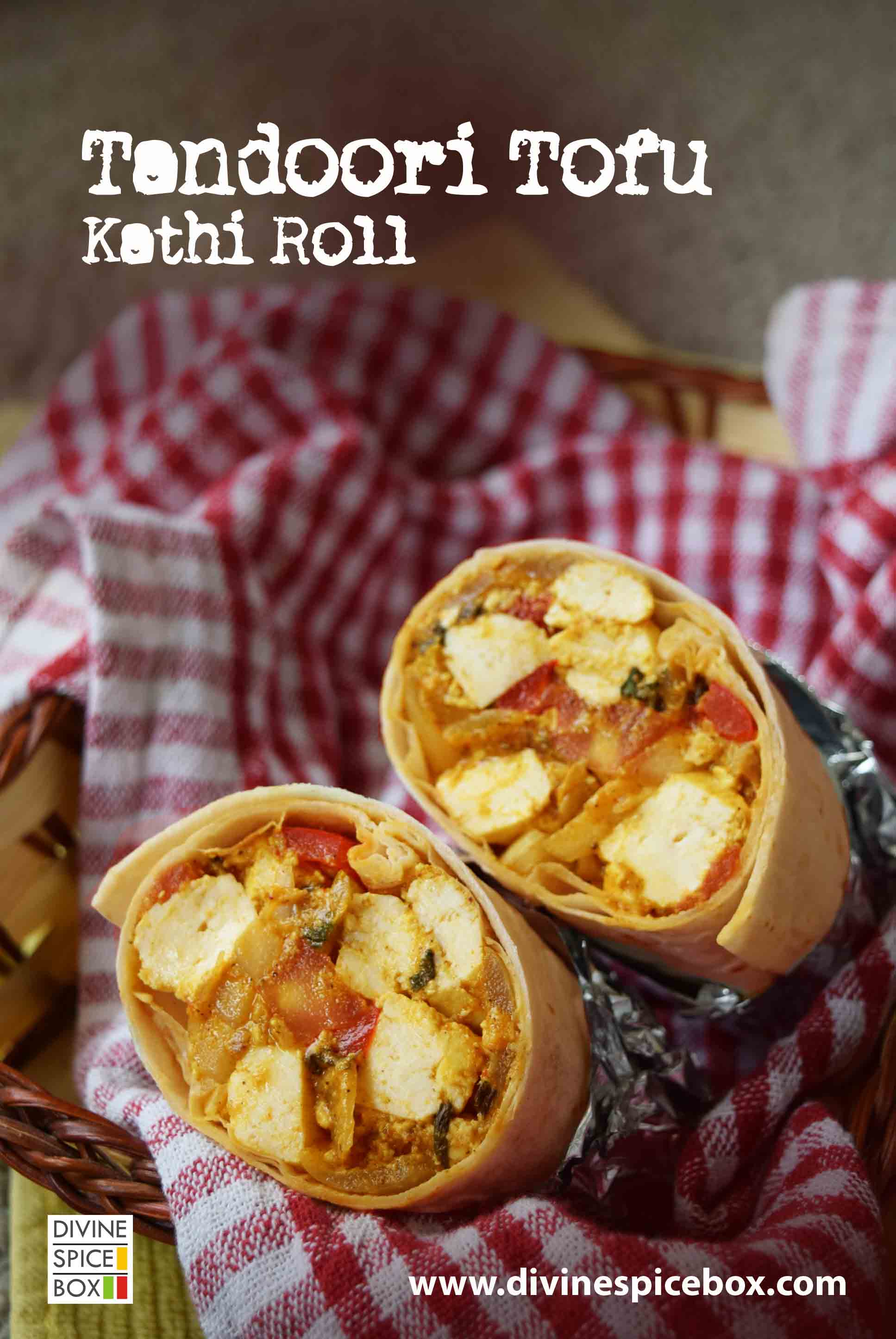 tandoori tofu kathi rolls close up