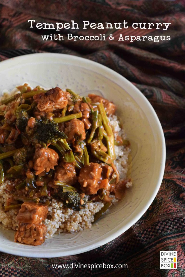 Tempeh Peanut Curry with Broccoli & Asparagus Divine Spice Box