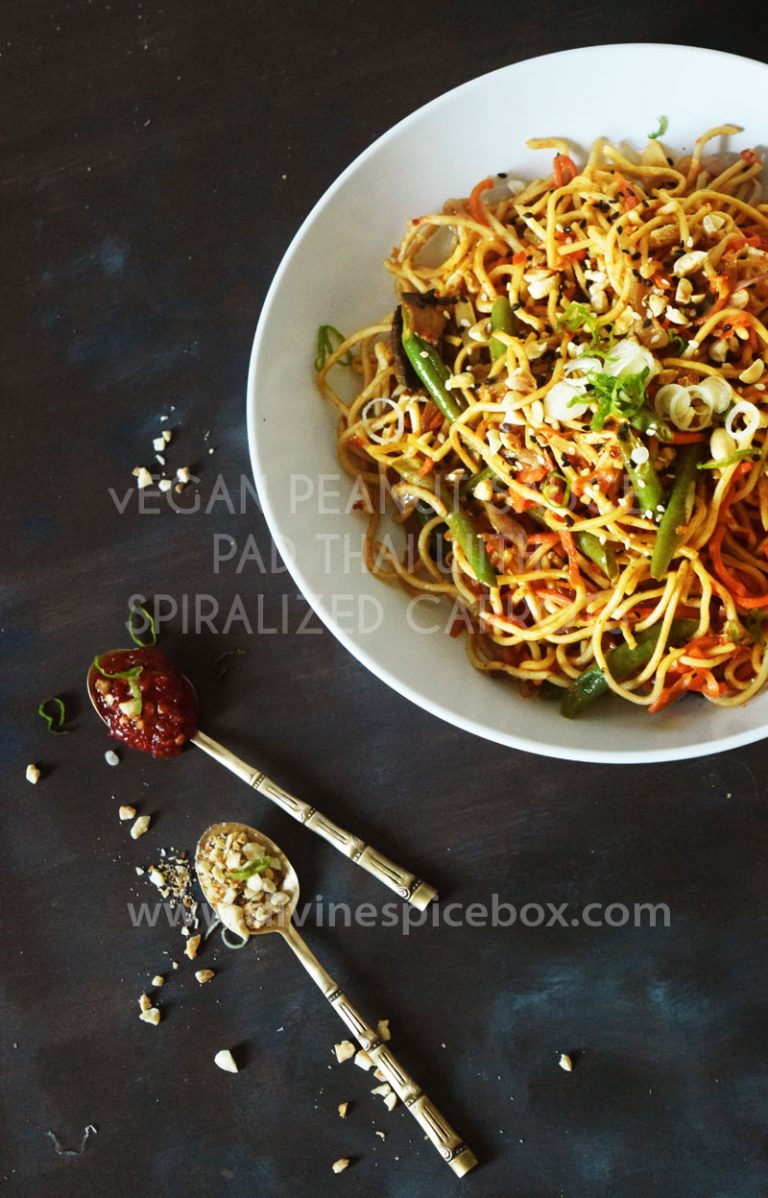 Vegan peanut sauce "Pad Thai" with spiralized carrots Divine Spice Box